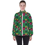 Rectangles on a green background                                                        High Neck Windbreaker (Women)