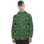 Rectangles on a green background                                                       Men s Front Pocket Pullover Windbreaker