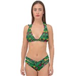 Rectangles on a green background                                                        Double Strap Halter Bikini Set