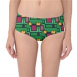 Rectangles on a green background                                                        Mid-Waist Bikini Bottoms