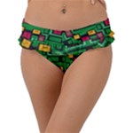 Rectangles on a green background                                                      Frill Bikini Bottom