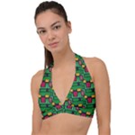 Rectangles on a green background                                                     Halter Plunge Bikini Top