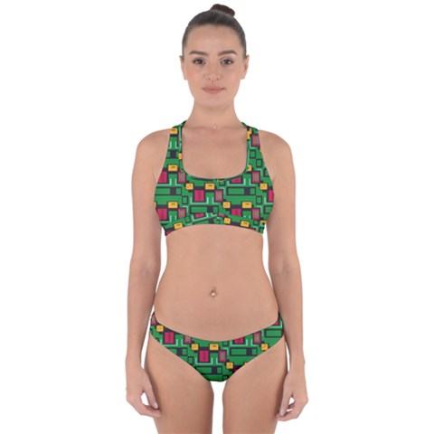 Rectangles on a green background                                                       Cross Back Hipster Bikini Set from ArtsNow.com