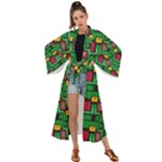 Rectangles on a green background                                                     Maxi Kimono