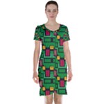 Rectangles on a green background                                                        Short Sleeve Nightdress