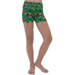 Rectangles on a green background                                                        Kids  Lightweight Velour Yoga Shorts