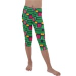 Rectangles on a green background                                                     Kids  Lightweight Velour Capri Leggings