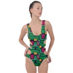 Rectangles on a green background                                                        Side Cut Out Swimsuit