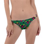 Rectangles on a green background                                                        Ring Detail Bikini Bottom