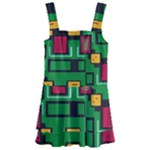 Rectangles on a green background                                                      Kids  Layered Skirt Swimsuit