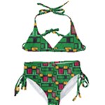 Rectangles on a green background                                                       Kids  Classic Bikini Set