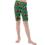 Rectangles on a green background                                                       Kid s Swim Shorts