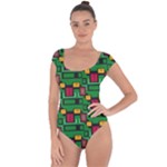 Rectangles on a green background                                                        Short Sleeve Leotard