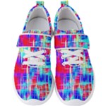 Red blue messy stripes                                                     Men s Velcro Strap Shoes