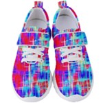 Red blue messy stripes                                                      Women s Velcro Strap Shoes