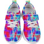 Red blue messy stripes                                                      Kids  Velcro Strap Shoes