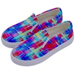 Red blue messy stripes                                                        Kids  Canvas Slip Ons