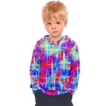 Red blue messy stripes                                                       Kids  Overhead Hoodie