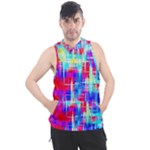 Red blue messy stripes                                                       Men s Sleeveless Hoodie