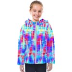 Red blue messy stripes                                                        Kids  Hooded Puffer Jacket