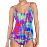 Red blue messy stripes                                                        Tankini Set