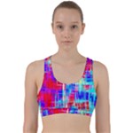 Red blue messy stripes                                                            Back Weave Sports Bra