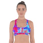 Red blue messy stripes                                                              Cross Back Sports Bra