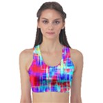 Red blue messy stripes                                                        Women s Sports Bra