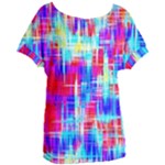 Red blue messy stripes                                                       Women s Oversized Tee