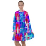 Red blue messy stripes                                                           All Frills Chiffon Dress