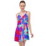 Red blue messy stripes                                                            Summer Time Chiffon Dress