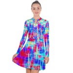 Red blue messy stripes                                                            Long Sleeve Panel Dress