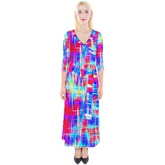 Quarter Sleeve Wrap Maxi Dress 