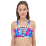 Red blue messy stripes                                                       Cage Up Bikini Top