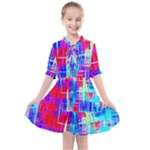 Red blue messy stripes                                                      Kids  All Frills Chiffon Dress