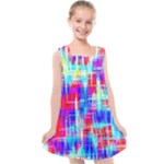 Red blue messy stripes                                                      Kids  Cross Back Dress