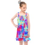 Red blue messy stripes                                                      Kids  Overall Dress