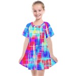 Red blue messy stripes                                                      Kids  Smock Dress