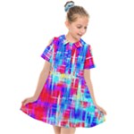 Red blue messy stripes                                                      Kids  Short Sleeve Shirt Dress