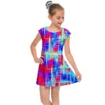 Red blue messy stripes                                                        Kids Cap Sleeve Dress