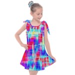 Red blue messy stripes                                                     Kids  Tie Up Tunic Dress