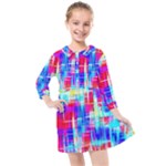 Red blue messy stripes                                                       Kids  Quarter Sleeve Shirt Dress