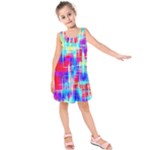 Red blue messy stripes                                                        Kid s Sleeveless Dress