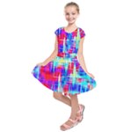 Red blue messy stripes                                                             Kids  Short Sleeve Dress