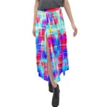 Red blue messy stripes                                                             Velour Split Maxi Skirt