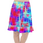 Red blue messy stripes                                                            Fishtail Chiffon Skirt