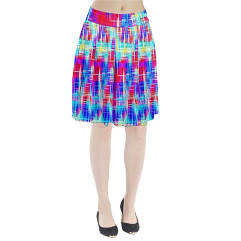 Red blue messy stripes                                                     Pleated Skirt from ArtsNow.com