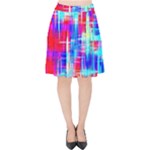 Red blue messy stripes                                                        Velvet High Waist Skirt