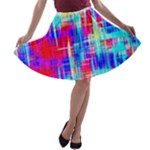 Red blue messy stripes                                                         A-line Skirt