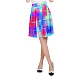 Red blue messy stripes                                                         A-line Skater Skirt